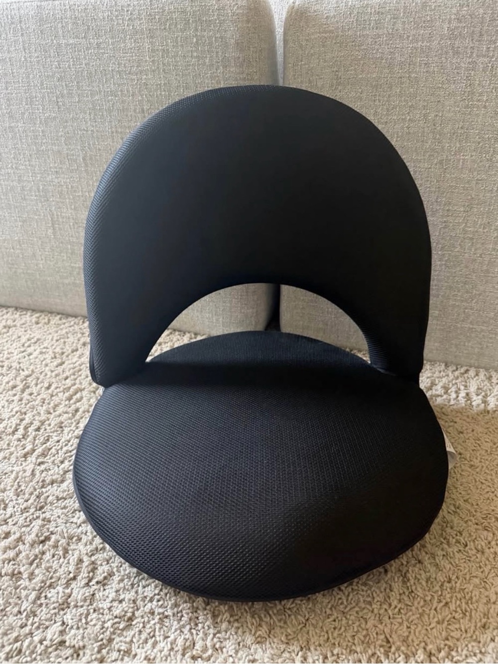 Black Ergonomic Floor Chair Cushion with Back Support Reclining